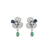 Ischia 18K White Gold Diamond Pavé Sapphires & Emeralds Drop Earrings