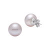 14K White Gold 9.5-10MM Pink Button Freshwater Pearl Earrings