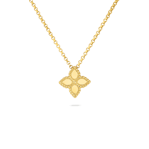 Princess 18K Yellow Gold Small Flower Pendant Necklace