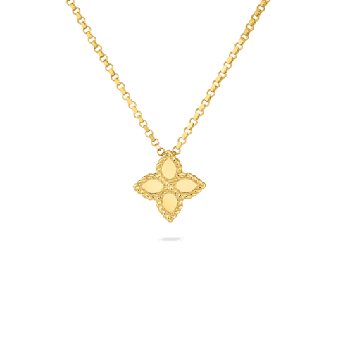 Princess 18K Yellow Gold Small Flower Pendant Necklace