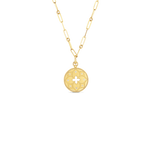 Venetian Princess 18K Yellow Gold Satin Finish Diamond Accent Flower Cutout Medallion on Chain Necklace