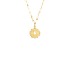 Venetian Princess 18K Yellow Gold Satin Finish Diamond Accent Flower Cutout Medallion on Chain Necklace