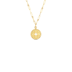 Venetian Princess 18K Yellow Gold Satin Finish Diamond Accent Flower Cutout Medallion on Chain Necklace