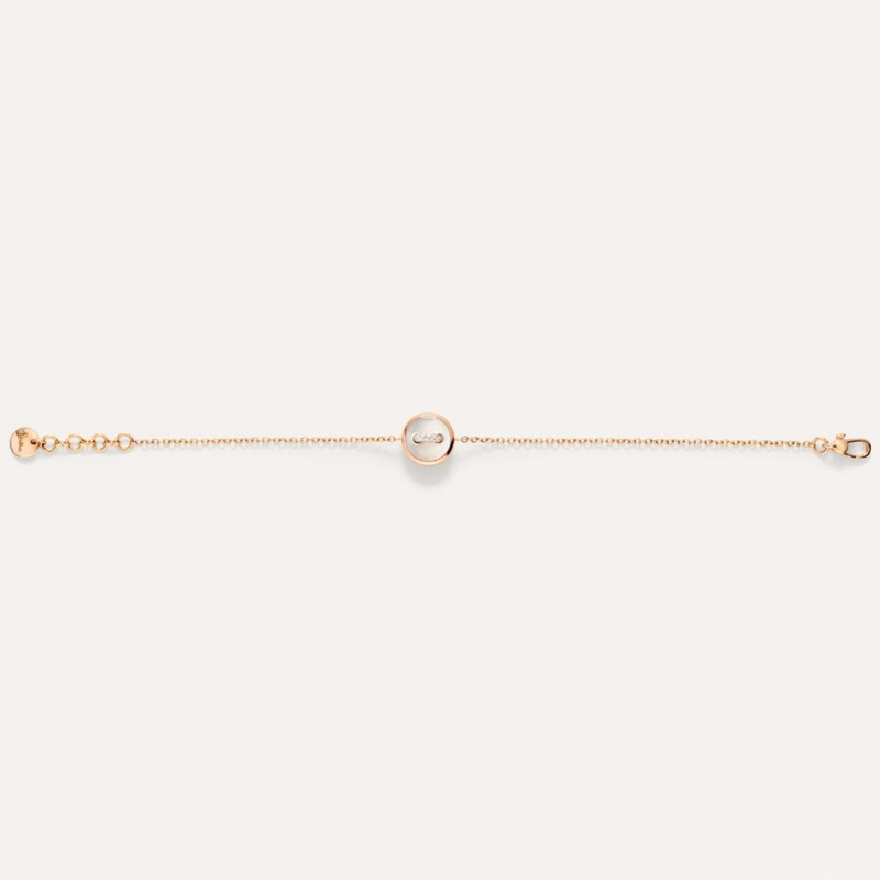 Pom Pom Dot 18K Rose Gold Diamond Pavé & Mother of Pearl Two-Sided Button Bracelet