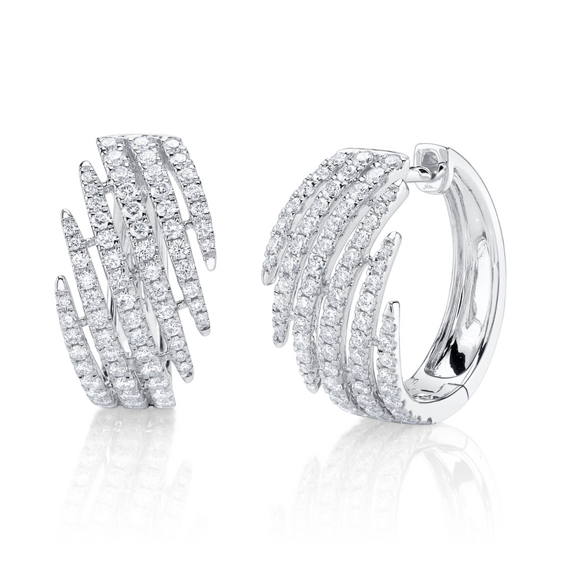 14K White Gold 1.18 ct Diamond Hoop Earrings