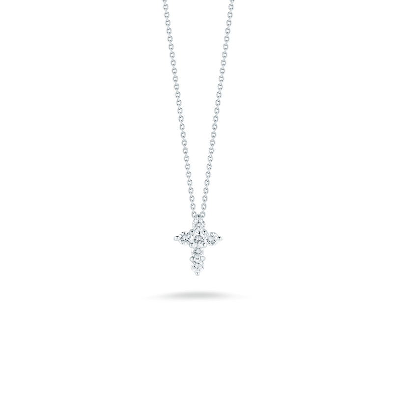 Tiny Treasures 18K White Gold Mini Diamond Cross Necklace