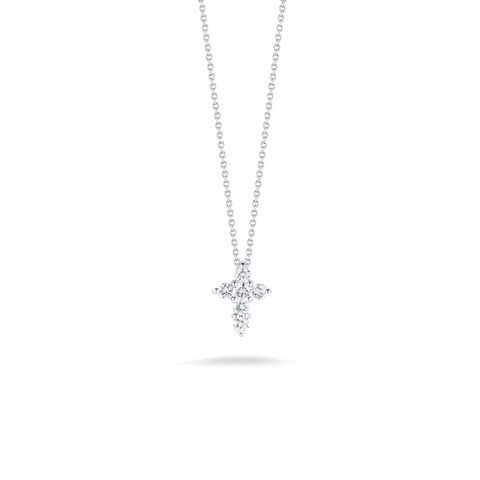 Tiny Treasures 18K White Gold Mini Diamond Cross Necklace