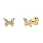 14K Yellow Gold & Diamond Butterfly Stud