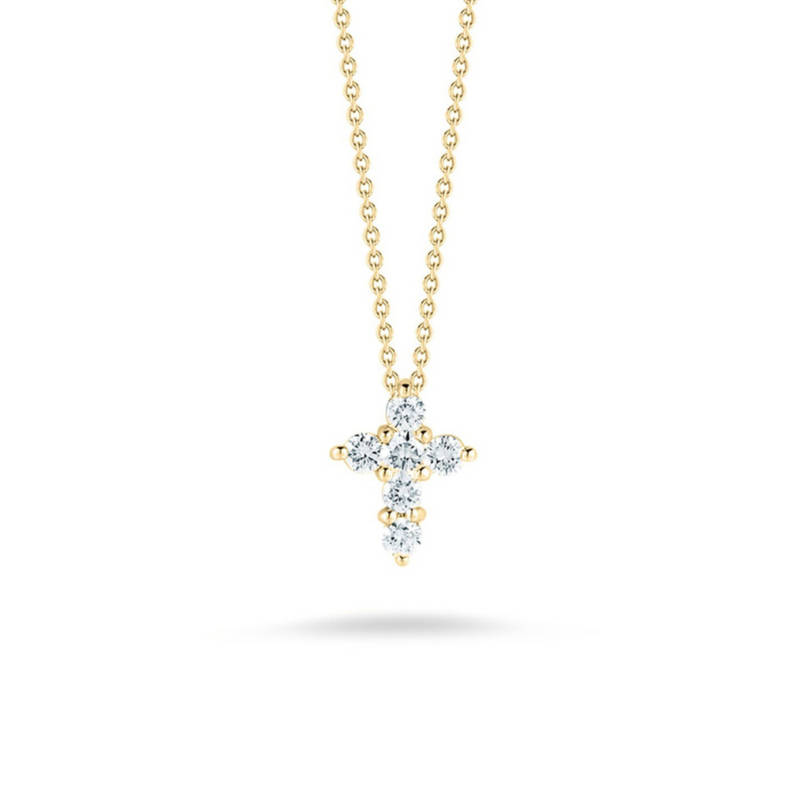 Tiny Treasures 18K Yellow Gold Mini Diamond Cross Necklace