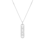 Move 10TH 18K White Gold Petite Model Pavé Diamond Necklace