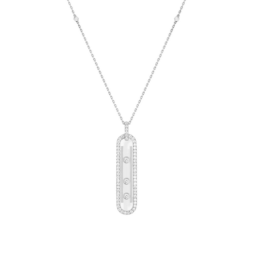 Move 10TH 18K White Gold Petite Model Pavé Diamond Necklace