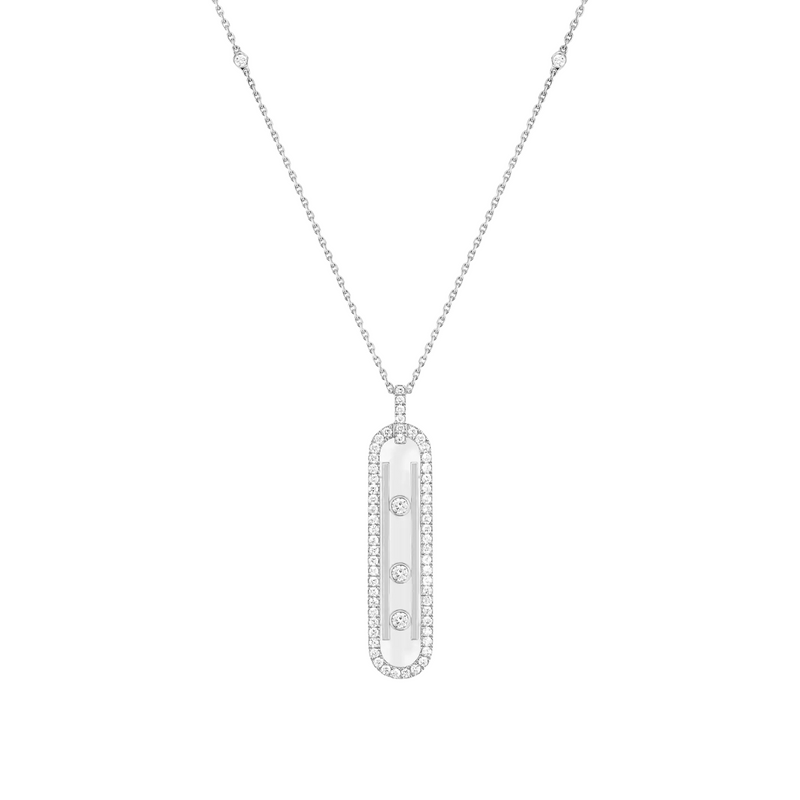 Move 10TH 18K White Gold Petite Model Pavé Diamond Necklace