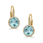 Sky Blue 18K Yellow Gold Blue Topaz Diamond Earrings