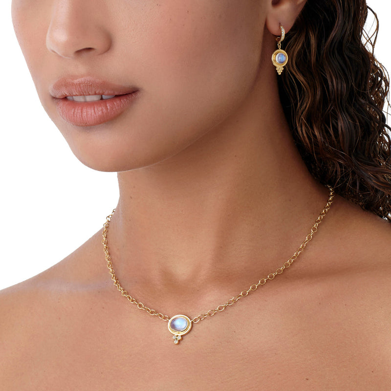 Lucrezia 18K Yellow Gold Signature Blue Moonstone & Diamond Necklace