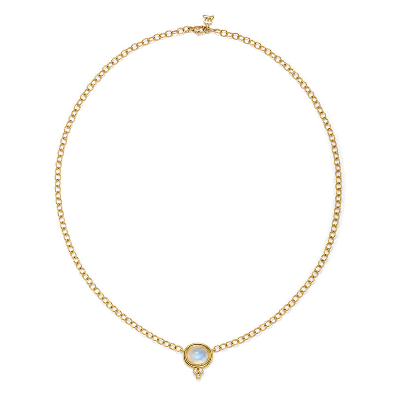 Lucrezia 18K Yellow Gold Signature Blue Moonstone & Diamond Necklace