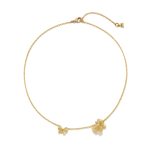 Golden 18K Yellow Gold Butterfly Diamond Touch Necklace