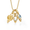 Signature 18K Yellow Gold Three Charm Rock Crystal, Moonstone & Diamond Chain Necklace