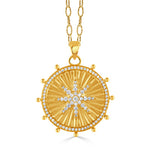 Celestia 18K Yellow Gold Satin Diamond Star Pendant Necklace