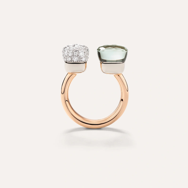 Nudo 18K Rose Gold Double Prasiolite & Diamond Pavé Ring