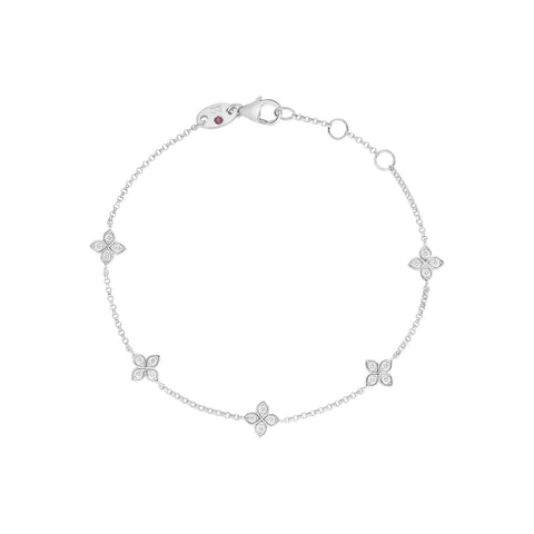 Love By The Inch 18K White Gold 5 Station Flower Diamond Bracelet