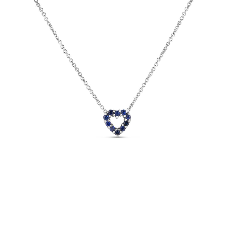 Tiny Treasures 18K White Gold Blue Sapphire & Diamond Reversible Heart Necklace