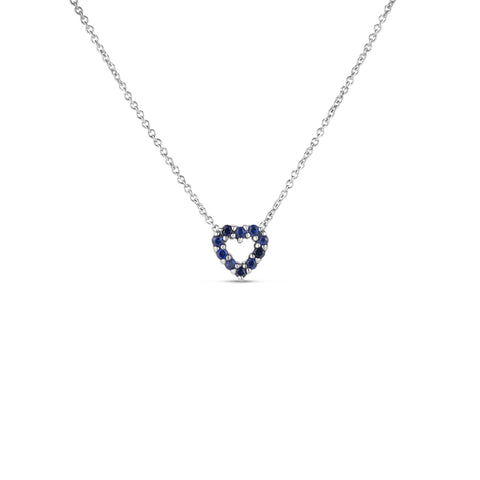 Tiny Treasures 18K White Gold Blue Sapphire & Diamond Reversible Heart Necklace