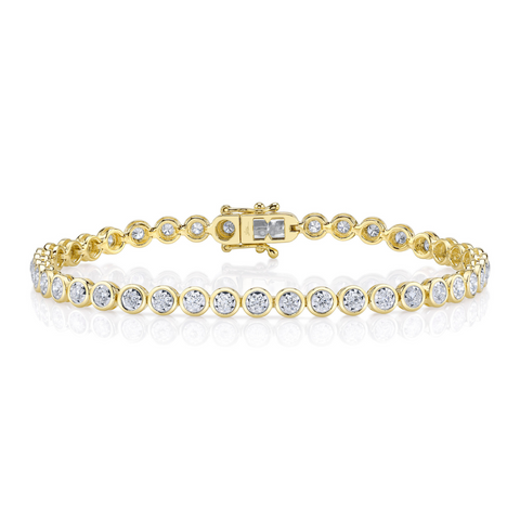 14K Yellow Gold 1.50 ct Diamond Bezel Tennis Bracelet