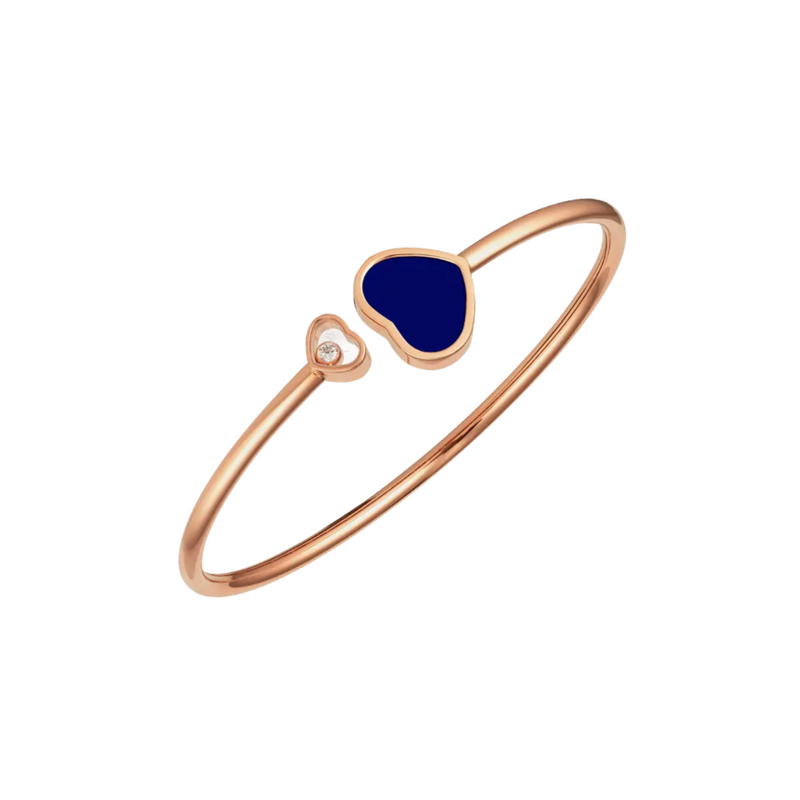 Happy Hearts Ethical Rose Gold Diamond Onyx Bangle Bracelet