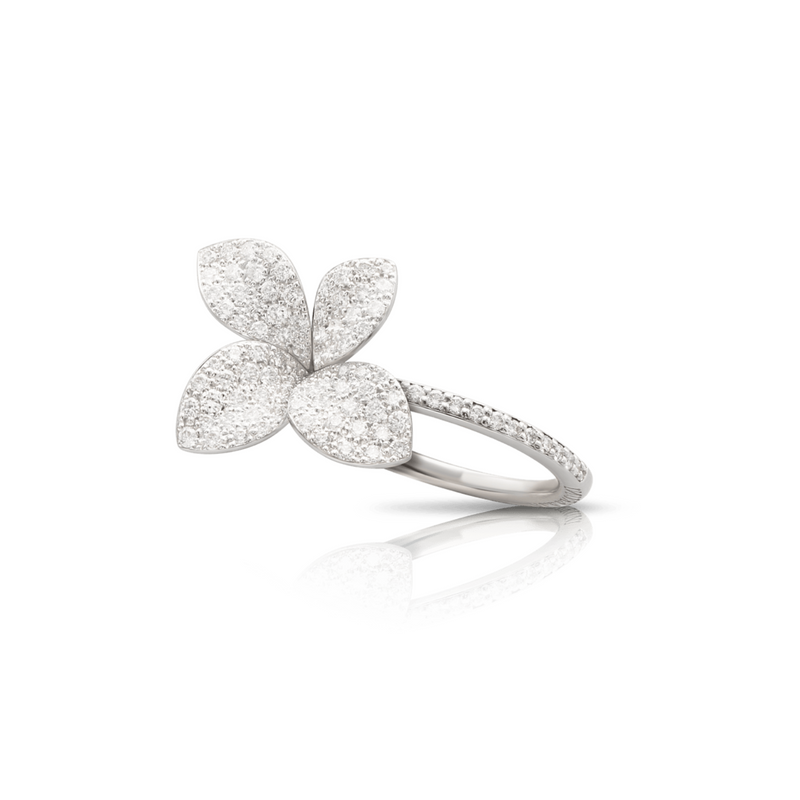 Petit Garden 18K White Gold Pavé Diamond Flower Ring