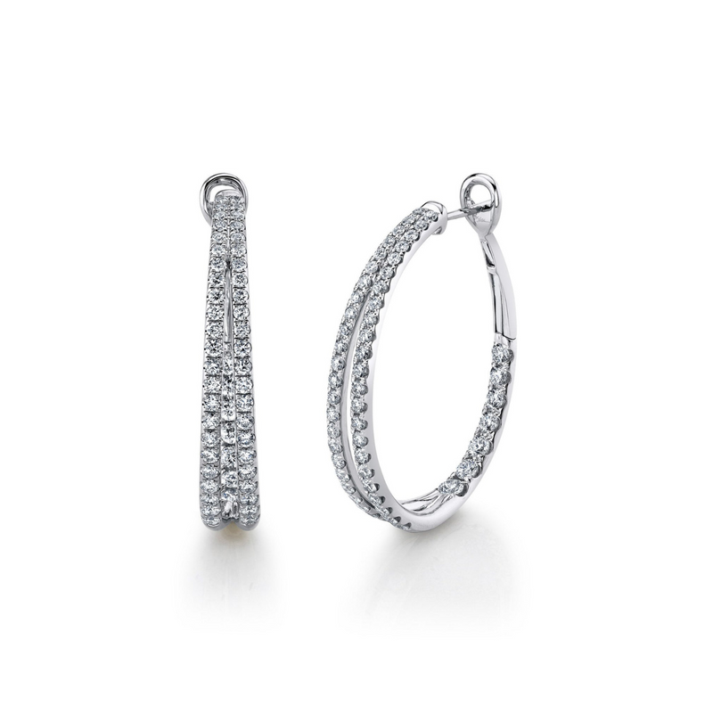 Eternal 14K White Gold 2.67 ct Diamond Oval Hoop Earrings