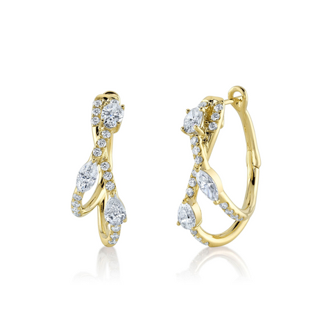 Colette 14K Yellow Gold 1.50 ct Diamond Crossed Oval Hoop Earrings