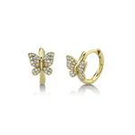 Kate 14K Yellow Gold Diamond Butterfly Huggie Hoop Earrings