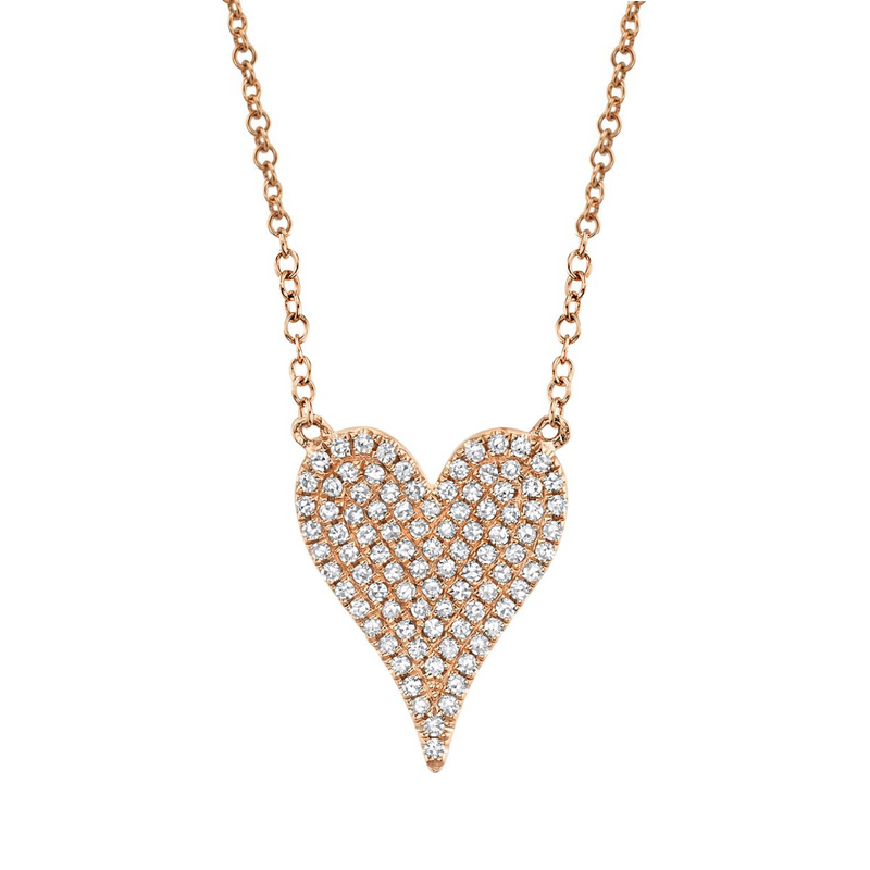 Kate 14K Rose Gold 0.21 ct Diamond Pavé Medium Heart Necklace