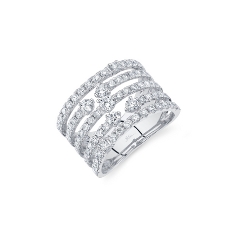 Kate 14K White Gold 1.70 ct 5 Row Diamond Ring