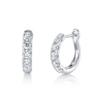 14K White Gold & Diamond Huggie Earrings