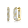 14K Yellow Gold & Diamond Pave Rectangle Hoop Earrings