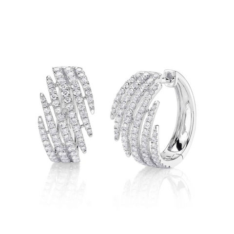 14K White Gold 1.18 ct Diamond Hoop Earrings