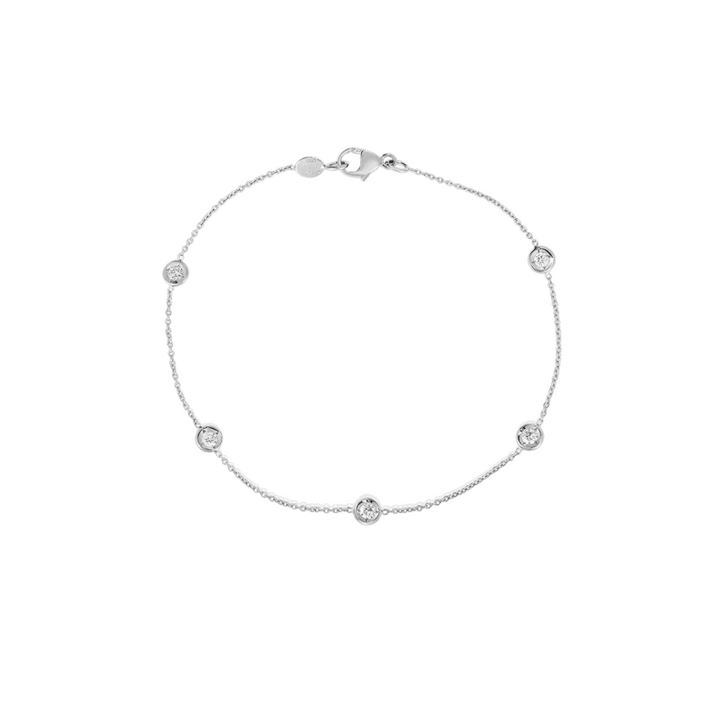 18K White Gold & Diamonds By The Inch Five Station Bracelet