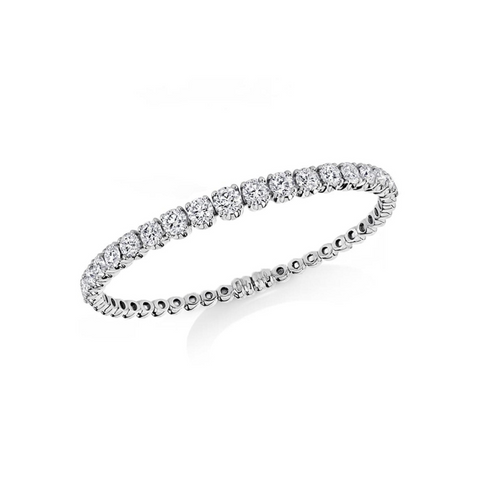 18KT WHITE GOLD GRADUATED DIAMOND FLEXIBLE CUFF BRACELET