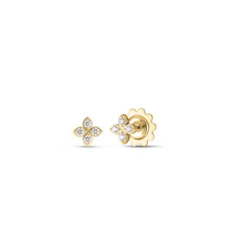 Love In Verona 18K Yellow Gold Diamond Flower Stud Earrings