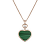 Happy Hearts Ethical Rose Gold Diamond Malachite Large Pendant Necklace