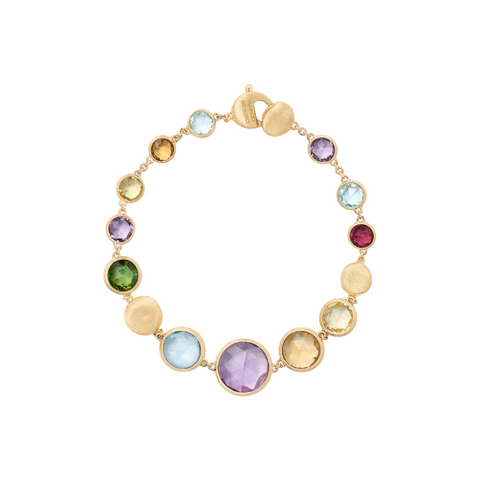 Jaipur Color 18K Yellow Gold Graduated Single Strand Mixed Gemstone Bracelet