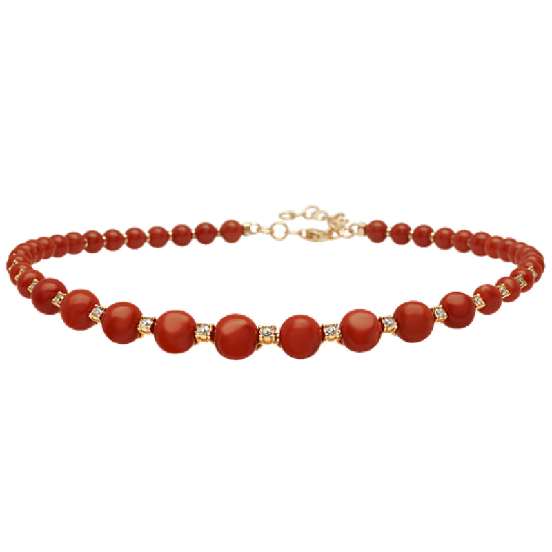 Chantecler Capri Jewelry - Cherie 18K Rose Gold Diamond and Red Coral Choker | Manfredi Jewels