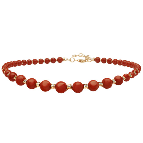 Cherie 18K Rose Gold Diamond and Red Coral Choker