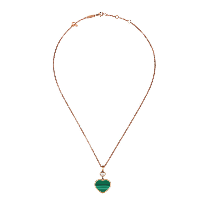 Chopard Jewelry - Happy Hearts Ethical Rose Gold Diamond Malachite Pendant Necklace | Manfredi Jewels