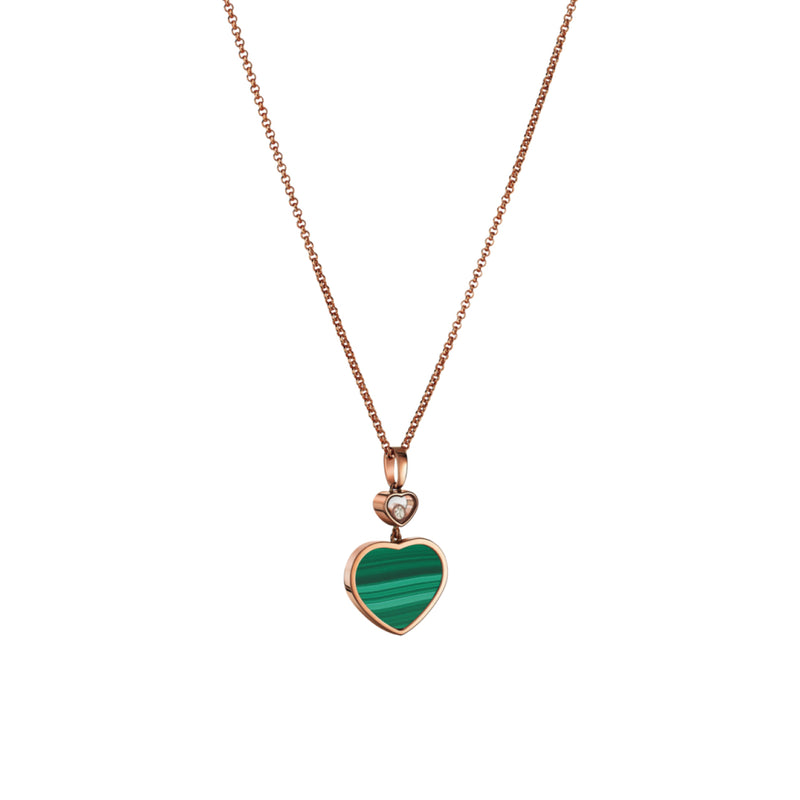 Chopard Jewelry - Happy Hearts Ethical Rose Gold Diamond Malachite Pendant Necklace | Manfredi Jewels