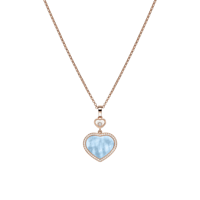 Chopard Jewelry - Happy Hearts Ethical Rose Gold Diamond Turquoise Mother of Pearl Pendant Necklace | Manfredi Jewels