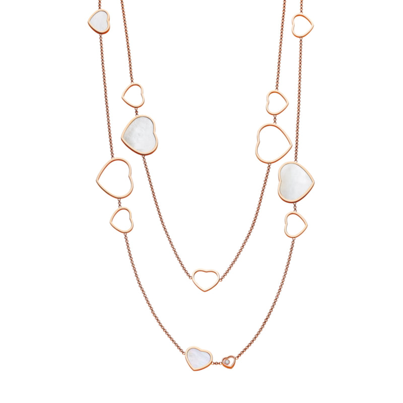 Chopard Jewelry - Happy Hearts Ethical Rose Gold Mother of Pearl & Diamond Layered Hearts Necklace (Copy) | Manfredi Jewels