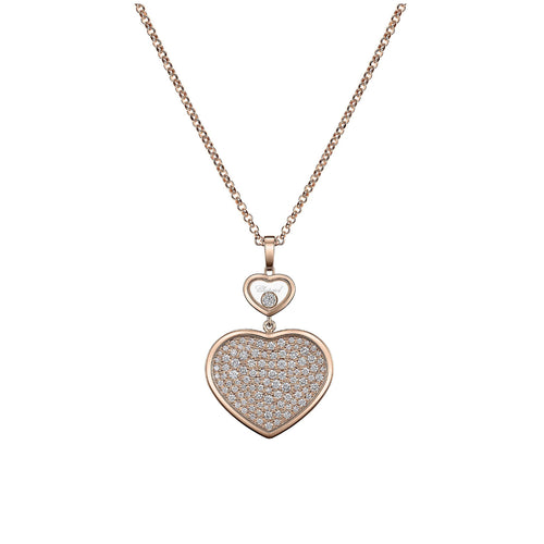 Chopard Jewelry - Happy Hearts Ethical Rose Gold Pavé Diamonds Pendant Necklace | Manfredi Jewels