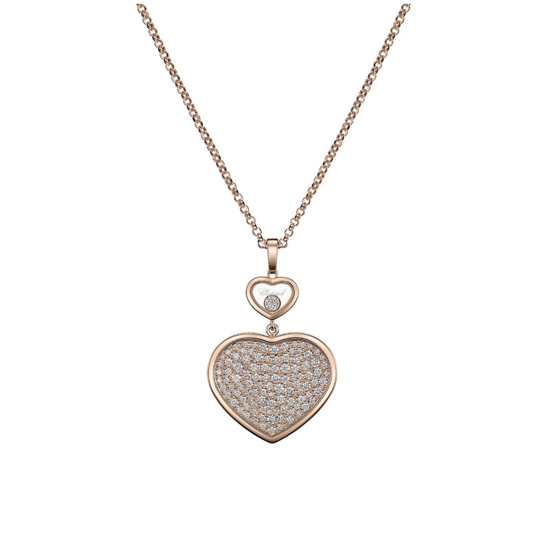 Chopard Jewelry - Happy Hearts Ethical Rose Gold Pavé Diamonds Pendant Necklace | Manfredi Jewels